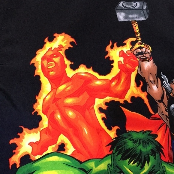 Marvel Comics Vintage All Over Print Superheroes Button Front Short Sleeve - Picture 6 of 13